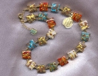 Murano Glass Colorful Square Gold Foil and Aventurina Necklace
